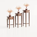 Simple Modern Wooden Flower Stands For Home Decor With Vases And Decorative Flowers