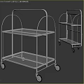 Sturdy Metal Rolling Utility Carts with Two Tier Wire Mesh Shelves and Movable Wheels 3d model
