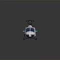 Modern White 3D Helicopter Model With Blue Rotor Blades And Windows
