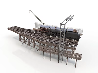 Industrial Equipment Featuring Crane Metal Track And Structural Support System 3d model