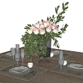 Modern Tableware Kitchen Supplies Flower Glass Vase Candle Holder Glass Tableware Ornaments 3d model