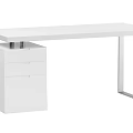 White Modern Home Office Desk With Simple Structure And Drawer Cabinet