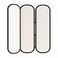 Three Panel Folding Room Divider Screen With Black Frame And White Textured Panels 3d model