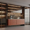 Elegant Modern Wine Cabinet Interior With Glass Doors LED Lighting And Decorative Panels