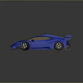 Blue Sports Car With Golden Windows Rear Wing And Sleek Aerodynamic Design