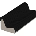 Black Leather Multi Person Sofa With Modern Striped Design And Comfortable Seating 3d model