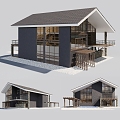 Modern single-family villa villa house 3d model