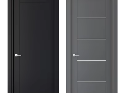 Modern Black and Gray Hinged Doors with Simple Design and Horizontal Lines 3d model