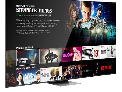 Modern Smart TV Displaying Netflix Popular Shows and Streaming Content 3d model