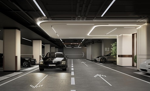 Modern Parking Lounge Underground Parking Lobby 3d model