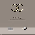 Modern Design Wall Lamp With Double Circular Rings And Sleek Black Frame 3d model