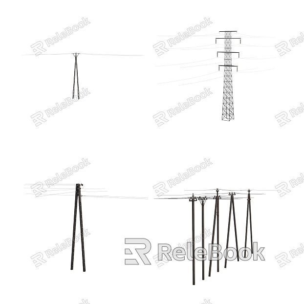 Old-fashioned wire pole high-voltage wire tower model