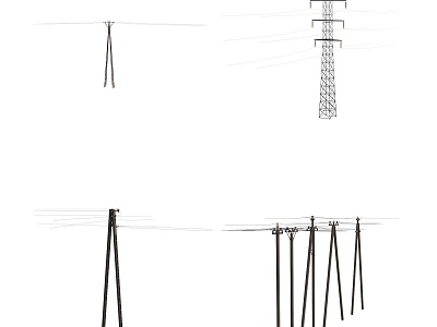 Old-fashioned wire pole high-voltage wire tower model