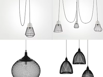 Modern Pendant Lights With Metal Mesh Design And Various Shapes For Interior Decor 3d model