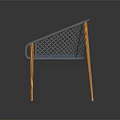 Casual Leisure Chair With Woven Backrest And Armrest Wooden Legs Blue Cushion