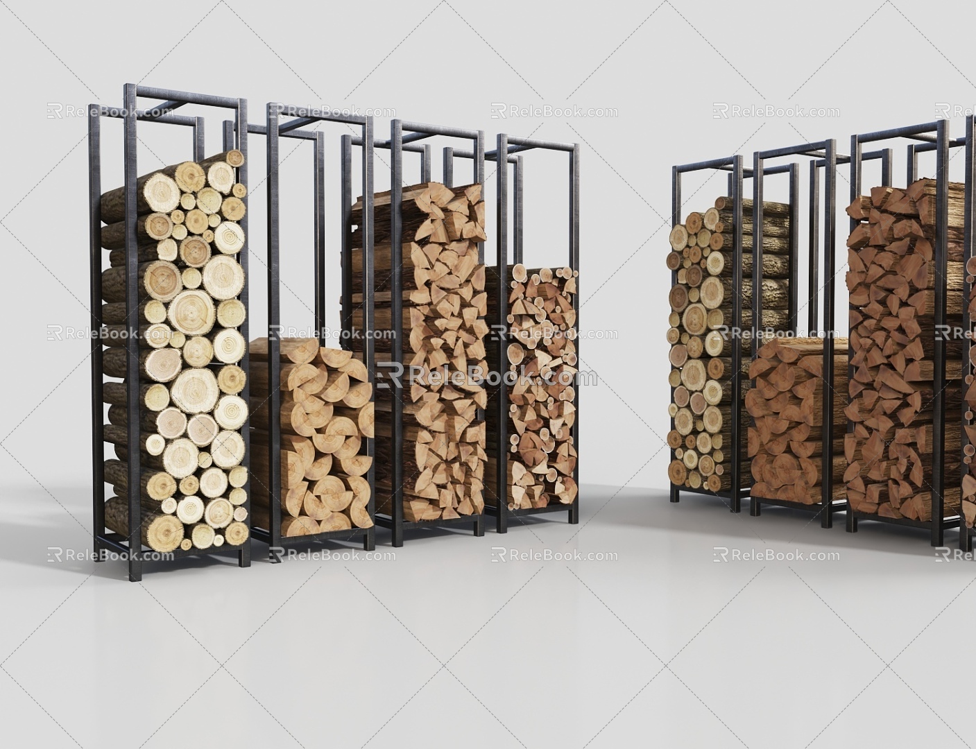 Modern firewood firewood storage rack wood firewood pile 3d model