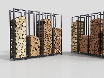 Modern firewood storage rack wood firewood pile 3d model