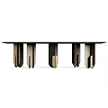 Modern Dining Table With Wooden Top And Metal Legs Design Structure