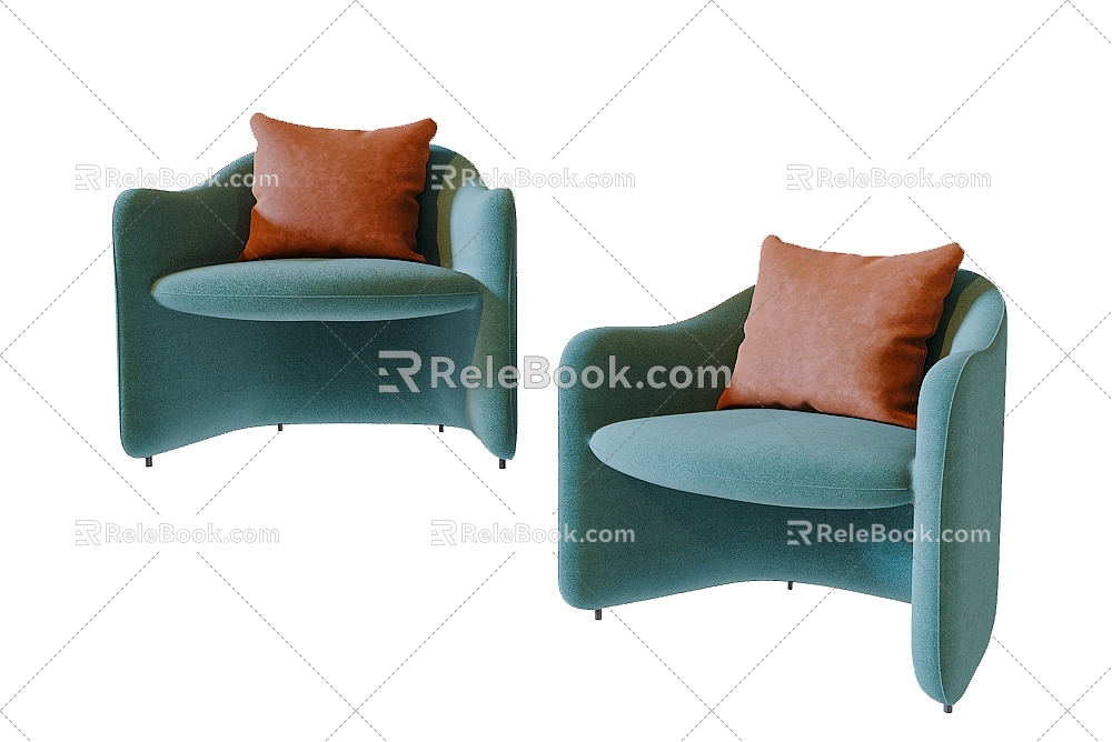 Modern Simple Single Sofa Sofa Simple Single Sofa Casual Sofa Pillow 3d model