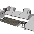 Modern Outdoor Sofa Set With Cushions Side Tables And Decorative Rug