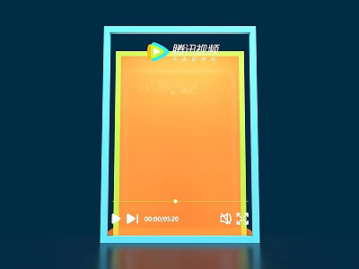 Stylish Tencent Video Themed Photo Check In Spot Featuring Orange Background And Blue Frame Interface 3d model