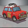 Vintage Red Taxi Car with Roof Rack Number 177 and 131 133 Round Headlights Retro Design