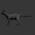 Realistic Black Cat 3D Render With Standing Pose On Gray Background 3d model