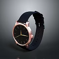 Sleek Modern Watch With Black Leather Strap And Rose Gold Case And Minimalist Black Dial