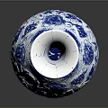 Traditional Blue And White Vase With Intricate Floral Sculpture Carving Design