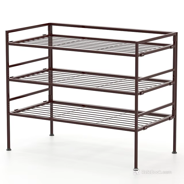 Sturdy 3 Tier Metal Storage Rack with Open Design for Home Organization 3d model 