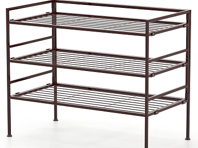 Sturdy 3 Tier Metal Storage Rack with Open Design for Home Organization 3d model