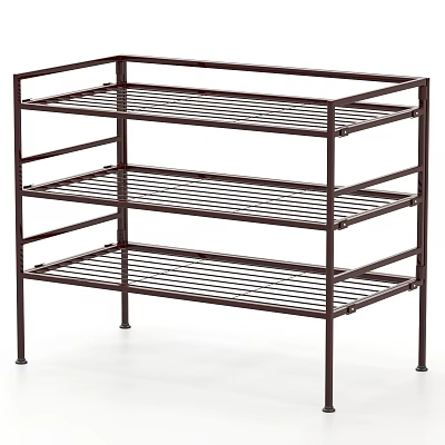 Sturdy 3 Tier Metal Storage Rack with Open Design for Home Organization 3d model