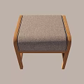 Modern Minimalist Stool With Wooden Frame And Gray Padded Seat