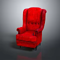 Red Modern Upholstered Armchair With High Back Tufted Design For Living Room