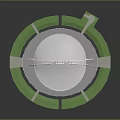 Modern Commercial Complex With Circular Structure White Dome Green Areas And Connected Roads