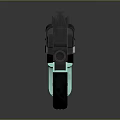 Futuristic Weapon Design With Teal Purple Black Sleek Structure And Reflective Surface