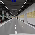Underground Parking Garage With Parked Vehicles Directional Signs Columns Clear Lane Markings And Lighting
