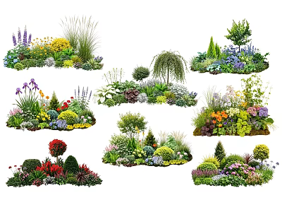 Mixed Flower And Plant Garden Combinations With Various Colors Shapes And Species 3d model