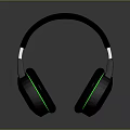 Black Computer Headphones With Green Light And Modern Design 3d model