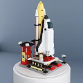 Building Blocks Rocket Model With White Body Yellow Boosters Red Launch Pad Numbers 0123 On Base
