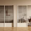 Modern Interior Sliding Doors With White Frames Glass Panels And Dining Area View