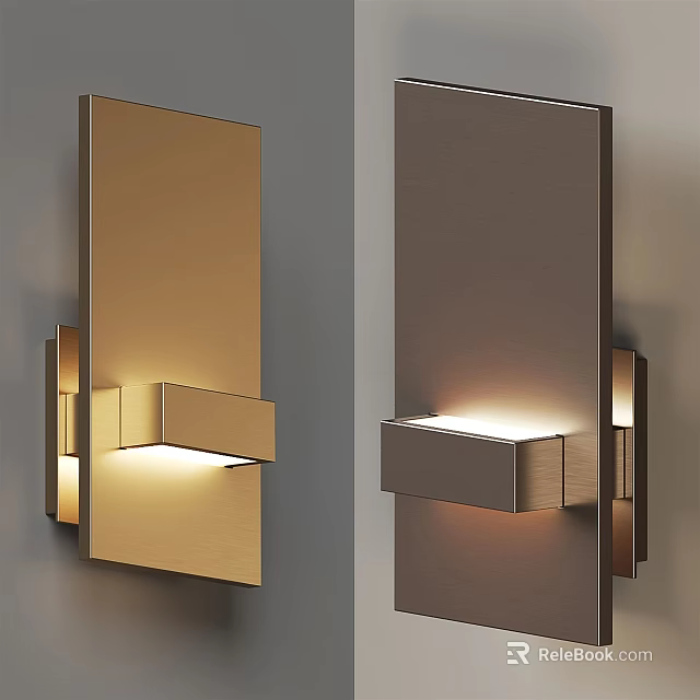 Modern Wall Sconce With Geometric Metallic Design And Warm Ambient Lighting 3d model