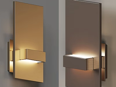 Modern Wall Sconce With Geometric Metallic Design And Warm Ambient Lighting 3d model