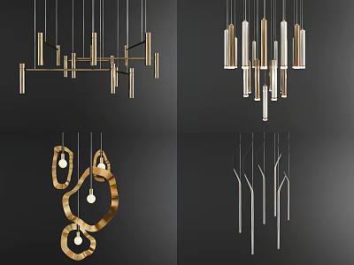 Modern Inflatable Hanging Decor Models In Gold And Silver Geometric Shapes 3d model