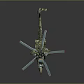 Camouflage Military Helicopter With Large Rotor Blades Detailed Body Design And Landing Gear