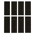 Black Flush Doors With Gold Handles And Various Panel Designs 3d model