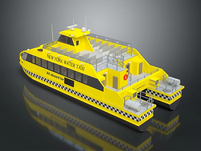 Yellow New York Water Taxi Vessel With Exterior Design Features 3d model