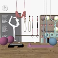 Diverse Sports Equipment Featuring Fitness Balls Yoga Straps Mat And Hanging Gear On Shelves