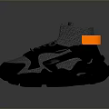 Modern Stylish Sneakers With Gray Black Orange Mesh Leather And Thick Sole