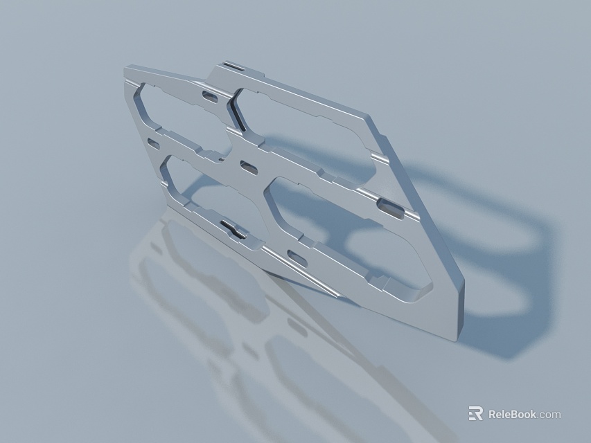 Smart Machine Metal Component Featuring Silver Smooth Surface Multiple Holes And Connection Parts 3d model 